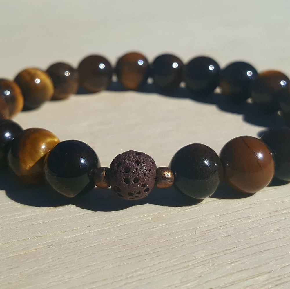 Tiger Eye & Lava Bead Diffuser Bracelet